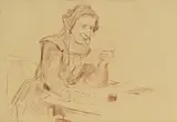 Albert Anker, Portrait d'une vieille dame, sanguine sur papier