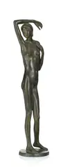 Heinz Schwarz, Dominique, sculpture en bronze patine verte