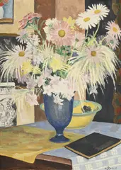 Théophile Robert, Bouquet de fleurs, huile sur panneau