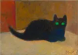 Walter Mafli, Chat, 2001, craie grasse sur carton