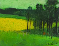 Walter Mafli, Campagne, 2014, craie grasse sur carton ou papier