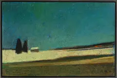 Walter Mafli, Campagne enneigée, 2016, craie grasse sur carton marouflé sur panneau