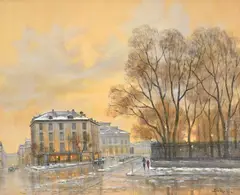 Roger Delapierre, Les Bastions, Genève, 1994, huile sur toile