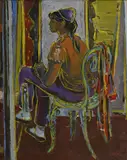 Maurice Barraud, Femme assise devant un miroir, huile sur toile