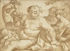 Domenico Piola, Silène, lavis sépia et plume sur papier