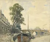 Frank Myers Boggs, Vue de Paris, aquarelle et pierre noire sur papier