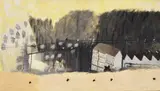 Mary Newcomb, Woollen mill valley with old man's beard, 1977, huile sur panneau