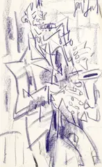 Gen Paul, Saxophoniste, crayon gras sur papier