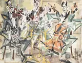 Gen Paul, Le trio, 1952, gouache sur papier