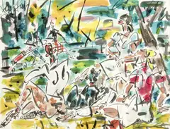 Gen Paul, Golfeurs, gouache sur papier