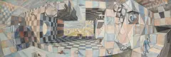 Albert Flocon, _Hommage à M.C. Esche_r, 1961, huile sur toile