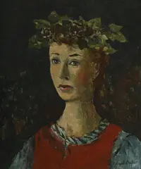 Roland Oudot, Jeune femme à la couronne de lierre, huile sur toile