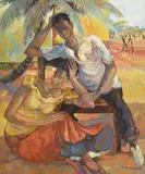Ma Nkondo Mavinga, Portrait d'un couple, 1983, huile sur toile