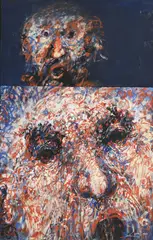 Gérard Eppelé, La face 63x63 cm, 1972, huile sur papier marouflé sur toile