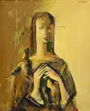 Mircea Ciobanu, Portrait d'une femme, huile sur toile