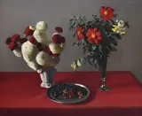 Pierre Jouffroy, Nature morte aux fleurs et aux fruits, huile sur toile