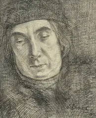 Autoportrait by Charles-Clos Olsommer, 1914,fusain et crayon brun sur papier, sold Jun 2023