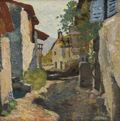 Vue d'une rue de village by Charles-Clos Olsommer, huile sur toile, sold Jun 2023