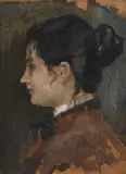 Léon Gaud, Portrait de profil, huile sur panneau