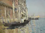 Arthur Calame, Palais et gondoles à Venise, huile sur toile marouflée sur carton