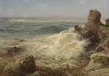 Arthur Calame, Vue de mer en Bretagne, huile sur panneau