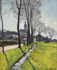 Henri Marcel Robert, Paysage animé, huile sur toile