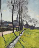 Henri Marcel Robert, Paysage animé, huile sur toile