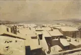Albert Lugardon, Les toits de Genève en hiver, huile sur papier marouflé sur carton
