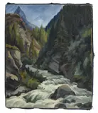 Frédy Hungrecker, Rivière de montagne, huile sur toile