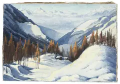 Frédy Hungrecker, Chalet en montagne, 1944, huile sur toile