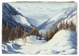 Frédy Hungrecker, Chalet en montagne, 1944, huile sur toile