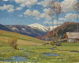 Julius Heffner, Paysage, huile sur panneau