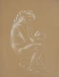Hans Erni, Maternité. Femme et enfant, 1945, encre blanche sur papier