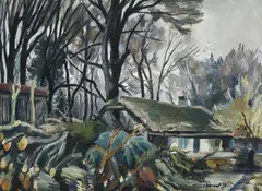 Vue de Rovéréaz by Charles Clément, 1930-1934, huile sur toile, sold Jun 2023