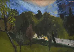 Albert Chavaz, Paysage du Valais, c. 1950, huile sur carton