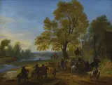 Adam Frans van der Meulen, Paysage avec cavaliers, huile sur panneau