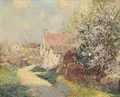 Paul Vogler, Chemin de village, huile sur toile