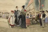 Charles Spindler, Fête de village alsacienne, 1895, aquarelle sur papier
