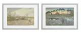 Henri Rivière, Paysages, paire de lithographies couleur, 1 signée et 1 monogrammée dans la plaque