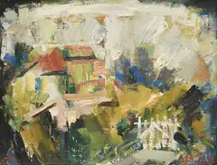 Boris Pastoukhoff, Paysage, 1957,huile sur toile marouflée sur carton