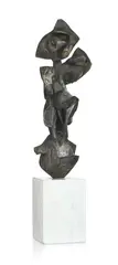 Composition by Dimitri Hadzi, sculpture en bronze avec socle en marbre, sold Jun 2023