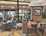 Marko Stupar, Intérieur de café, huile sur toile