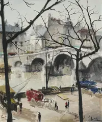 Bernard Lignon, Vue de Paris, huile sur toile