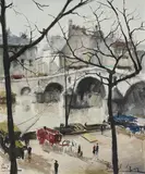 Bernard Lignon, Vue de Paris, huile sur toile