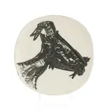 Tête de chèvre de profil by Pablo Picasso, 1950, assiette ronde en terre cuite blanche, sold Jun 2023