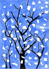 Laura Peczár, Strom v zime, 2010, akvarel na papieri