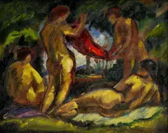 Kúpanie by Béla Iványi-Grünwald, okolo 1910, olej na plátne, lisovanom na kartóne, sold Mar 2010