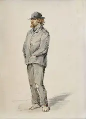 Hermann Armin Kern, Bosý muž, 1877, akvarel na papieri