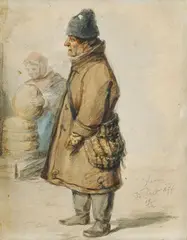 Hermann Armin Kern, Na chlebovom trhu, 1877, akvarel na papieri