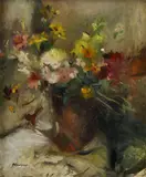 Francesco di Marino, Kytica vo váze, 1935, olej na kartóne